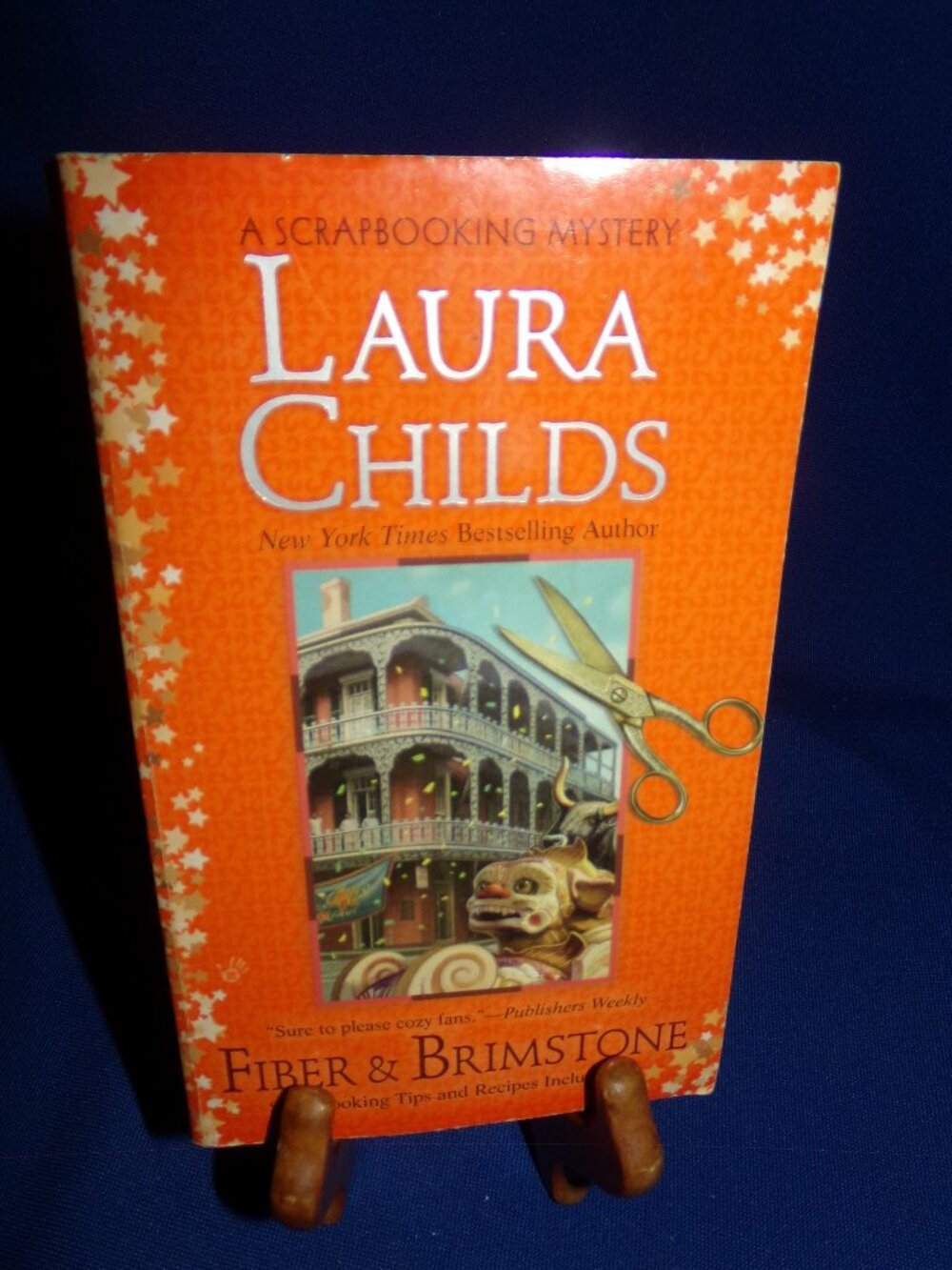 Vintage Paperback Book - Fiber & Brimstone by Laura Childs -Scrapbooking Mystery
